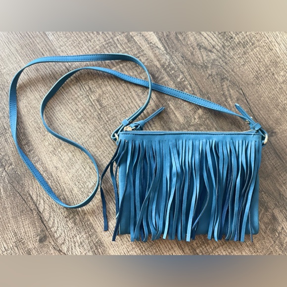 Old Navy Turquoise (dark) Fringe Handbag - Picture 2 of 5